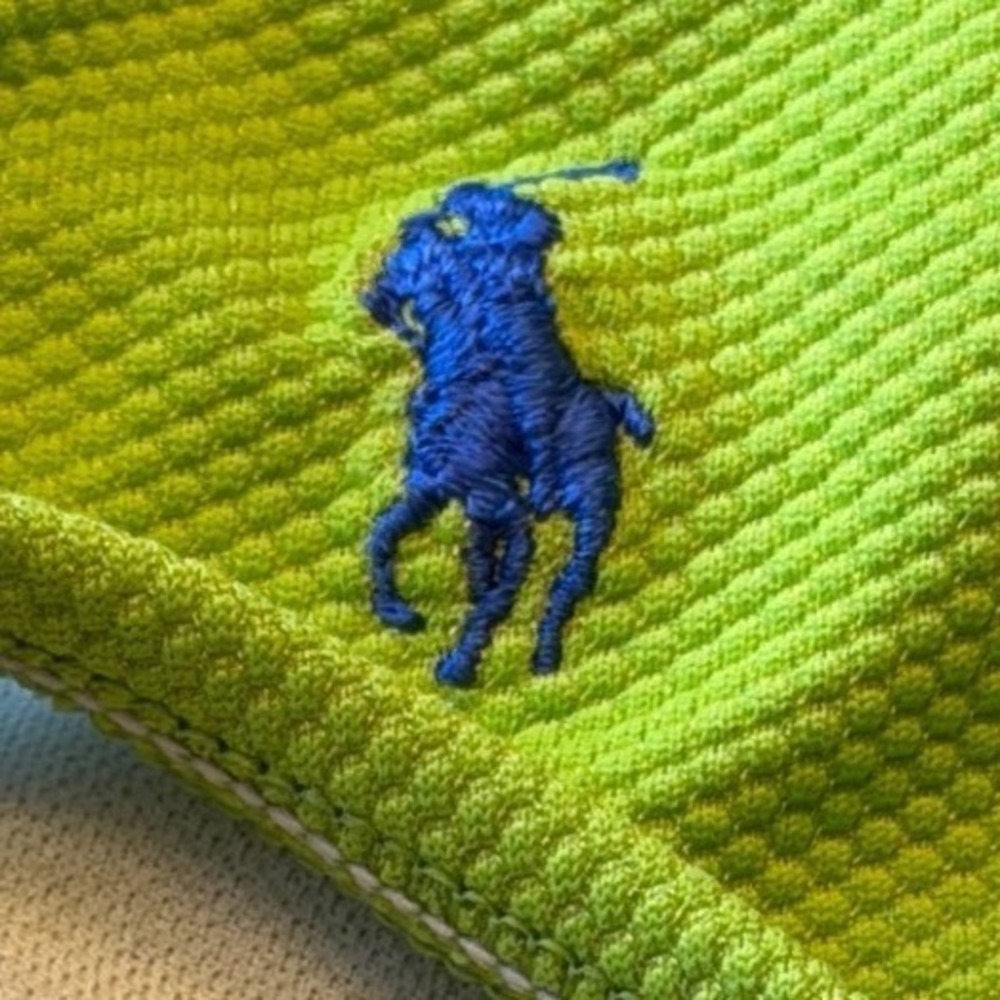 Ralph Lauren Bikini Bottom‎ Size Large Neon Green Blue Side Tie Textured Preppy